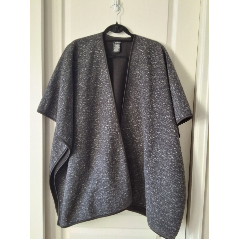 Ike Behar Womens Charcoal Gray Marled Knit Open Front Poncho Wrap One‎ Size